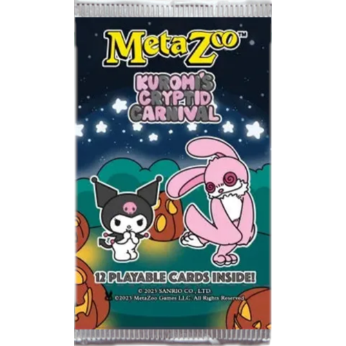 metazoo hello kitty kuromi's cryptid carnival booster pack from the trading card game